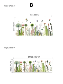 A Refreshing Watercolor Cactus Wall Sticker, Perfect For Decorating Your Bedroom, Living Room, Or Hallway Baseboards. Featuring Forest-Style Tropical Flowers, Green Plants, And Butterflies, It's Great For Creating A Fresh And Natural Home Vibe. - Wall Stickers - View 12