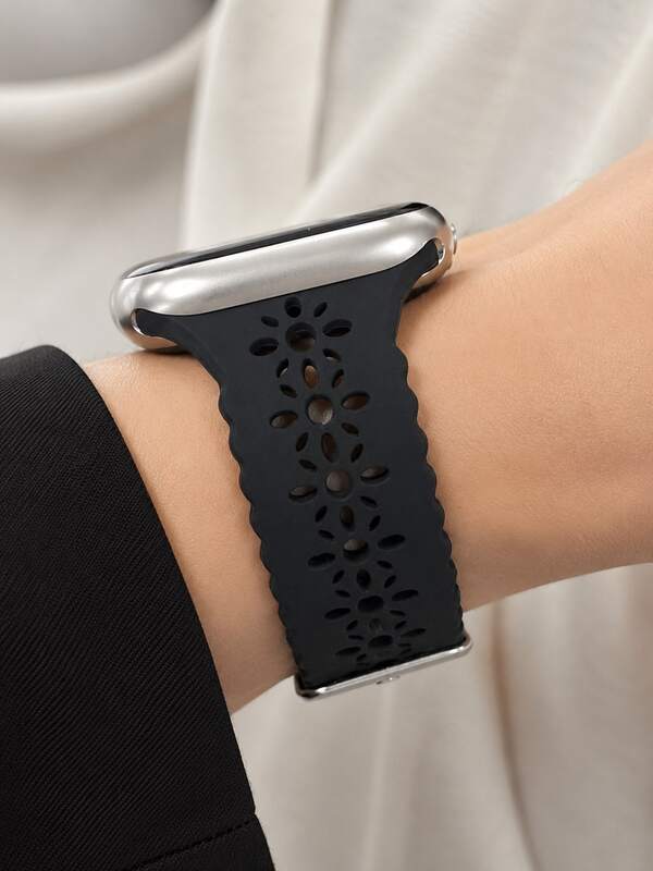 1 buah Tali Jam Tangan Kasual Hitam Berongga Kompatibel dengan Apple Watch 38mm 40mm 41mm 42mm 44mm 45mm 46mm 49mm, Tali Jam Tangan Olahraga, Tali Jam Tangan Pintar Bergaya