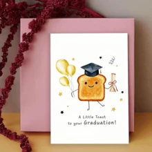 Kartu Ucapan Selamat Wisuda Kartun yang Lucu, Kartu Ucapan Wisuda Desain Roti Cat Air yang Kocak untuk Lulusan SMA dan Perguruan Tinggi, Kartu Hadiah Ucapan Selamat yang Unik untuk Teman dan Keluarga yang Lulus, Perlengkapan Perayaan Pesta Wisuda - beraneka warna - View 2