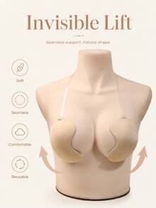Mango-Shaped Silicone Adhesive Bra, Strapless Invisible Push-Up Bra, Detachable Transparent Straps, Essential For Wedding Dress, Evening Gown And Low-Cut Tank Top, Strong Lift And Anti-Sagging, Soft And Reusable, Sexy Wedding Party Essential, Breathable And Gentle For Sensitive Skin, Natural Invisible And Seamless - Multicolor - View 1