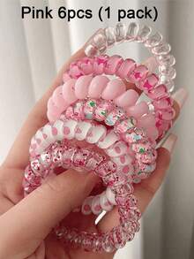 6/12 Stücke Blumenmuster Spiral Haargummis, süße Haaraccessoires, geeignet für den täglichen Gebrauch, Valentinstag, Sommer, elastische Haarbänder, Damen Haaraccessoires, Beauty-Zubehör, Damen Lockenhaar-Accessoires, Herbst, Reisen, Damen Accessoires - Mehrfarbig - Übersicht 14