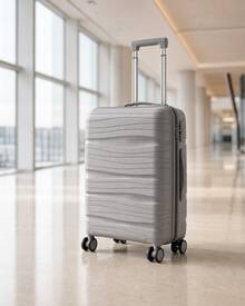 Carry-On Suitcase 10kg Premium Polypropylene PP Ultra Resistant Expandable With 360 Degree Double Wheels Built-In Lock Organized Internal Compartment Hand Luggage Rigid Bag - Grey - View 1
