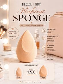 HEXZE Makeup Sponge Beauty Puff Latex-Free Soft Puff For Foundation Concealer Cream Powder Makeup Tool - Beige - View 1