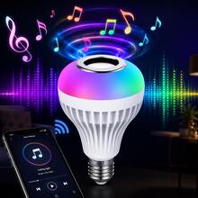 Foco LED RGB con Bocina Bluetooth E27, Luz Multicolor con Control Remoto para Hogar y Fiesta - RGB - Ver 5