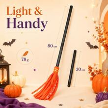Halloween Witch Broom Decoration Prop, Detachable 80cm Magic Broom, Lightweight Party Cosplay Photo Performance Props, Home Porch Window Display Festival Decor, Available In Orange/Purple/Brown Three Colors - Fairy Broom - View 6