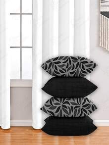 4 Capas De Almofadas Varias Combinações  45x45 cm - AL - Arabesco Preta-  Preta - Visão 1