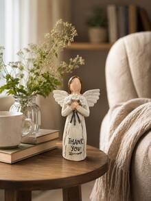 Dekorative Engelsfigur der Dankbarkeit, Harz-Engelsstatue mit Blumenstrauß, Dankesgeschenk zum Gedenken, gemütliche Dekoration für Wohnzimmer und Schlafzimmer - Engelsstrauß - Übersicht 1