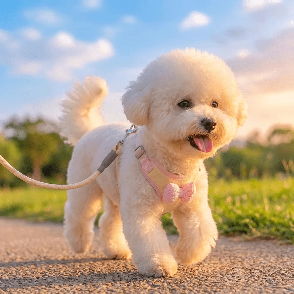 Soft Pink Bow Pet Leash Set, Light Yellow Breathable Fabric Cat & Dog Universal Harness - Pink - View 1