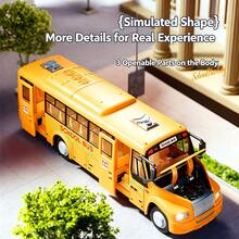 1pc Simulation School Bus Toy: Sound And Light Effects; Inertia Push; Can Open Doors; Durable Material; Kids' Toy Gift - Multicolor - View 4