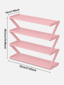 Z-Shaped Shoe Rack, Plastic Floor-Standing Storage Rack, Multi-Functional Large Capacity Storage Rack, Easy To Assemble Floor-Standing Storage Rack, Suitable For Living Room, No Tools Required, Stackable, Home And Dorm Essential, Space-Saving, Suitable For Hallway, Closet, Living Room, Bedroom - Multicolor - View 5