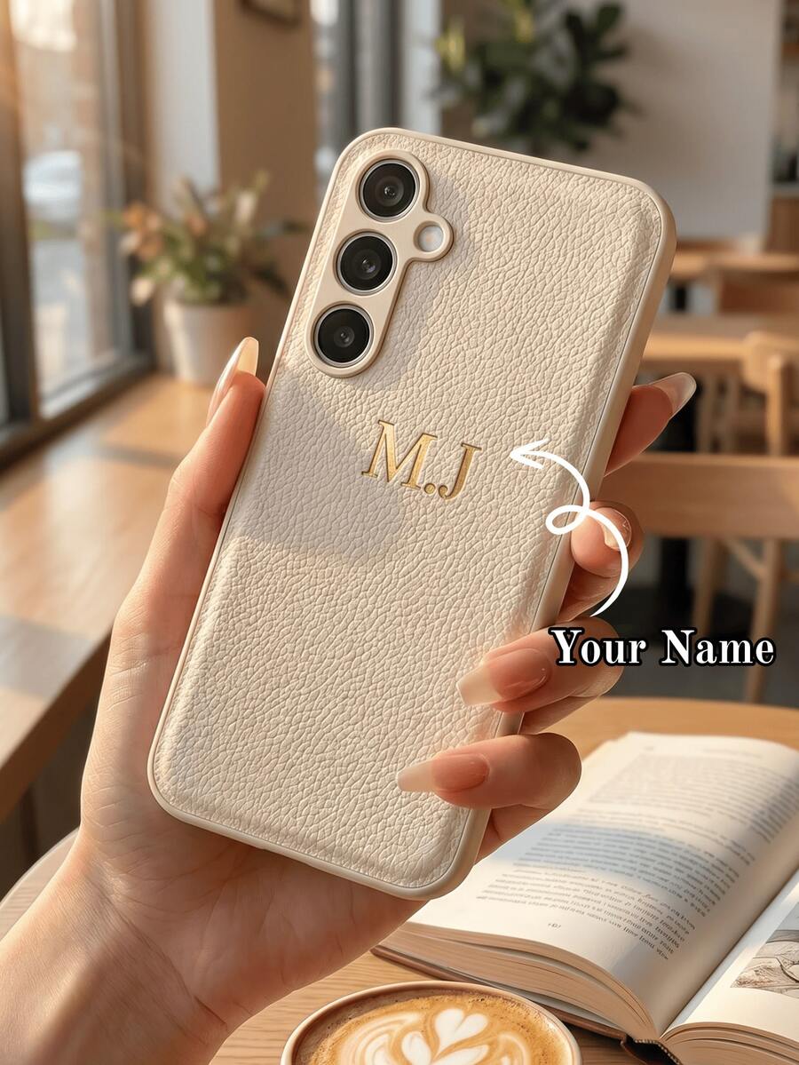 Étui de téléphone personnalisé, compatible avec Samsung Galaxy S26 S25 S24 S23 S22 S21 Ultra Plus S23 FE S21 S20 FE A55 A54 A53 A52 A51 A35 A34 A33 A32 A15 A14 A13 A12 A03 A21S 5G 4G, étui de téléphone  véritable de luxe coréen résistant aux chocs, personnalisable avec impression de lettres dorées en 3D