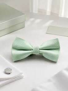 1 pièce Nœud papillon classique unicolore pour hommes, lisse et polyvalent pour les mariages, les célébrations, les fêtes, le Nouvel An, assorti avec un costume - Vert menthe - Voir 4
