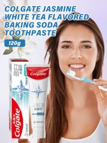 colgate 120g / 4,23oz Pasta de Dente Clareadora com Aroma de Jasmim, Clareia os Dentes Efetivamente, Suave e Não Irritante, Espuma Rica, Hálito Fresco, Adequada para Todos os Membros da Família - Chá branco de jasmim - Visão 1