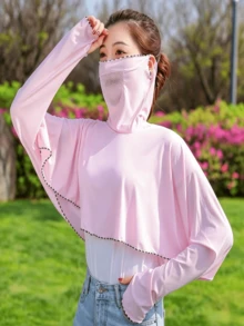 1pc Women's Summer Ice Silk Lightweight Sun Protection Scarf, Integrated Face, Neck And Arm Coverage, Breathable UV Protection, Suitable For Driving And Cycling - Multicolor - View 10