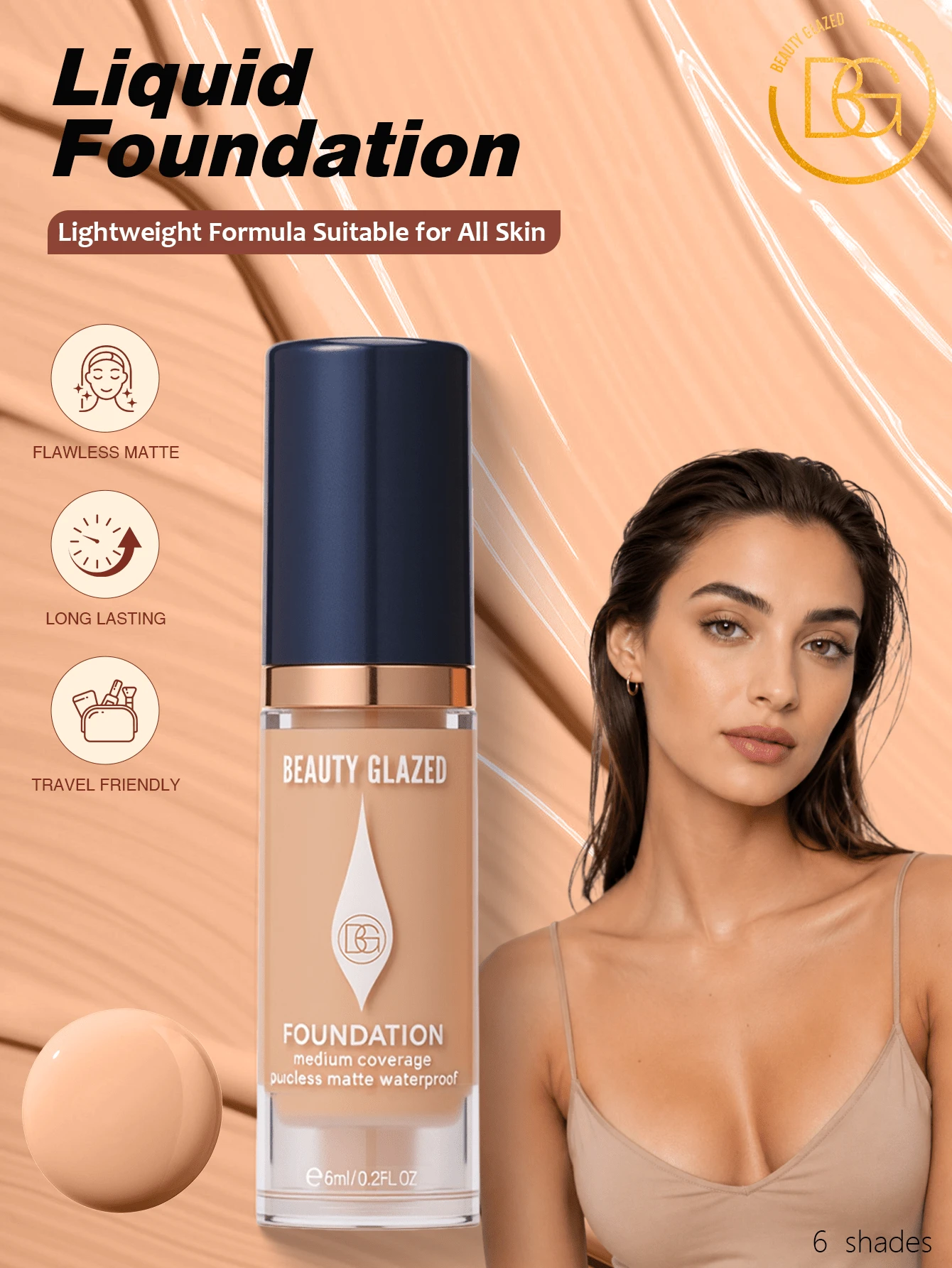beauty glazed Long-Lasting Waterproof Concealing Moisturizing Matte Foundation, Provides Perfect Flawless Smooth Texture - #105 - View 1