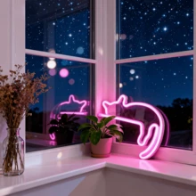 1pc Cat Neon Light Sign, USB Or Battery Powered LED Creative Shaped Night Light, Suitable For Bedroom, Living Room, Cafe, Restaurant, Bar, Party, Birthday Gift, Etc. (Battery Not Included) - White - View 7
