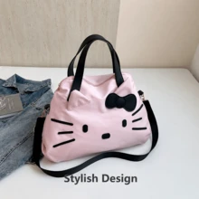 MINISO Sanrio Hello Kitty 蝴蝶結收納袋，可愛大容量旅行收納包，便攜式單肩手提包，適用於化妝品、盥洗用品及日常使用 - 彩色 - 查看 5
