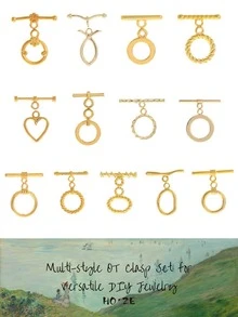Random Style 10/5/3/1pc/Set Stainless Steel Gold Plated OT Clasp, Universal Jewelry Accessories Bracelet Necklace Connector Buckle, Essential DIY Handmade Jewelry Making Materials, Christmas Halloween Handmade Gifts For Him - Gold - View 11
