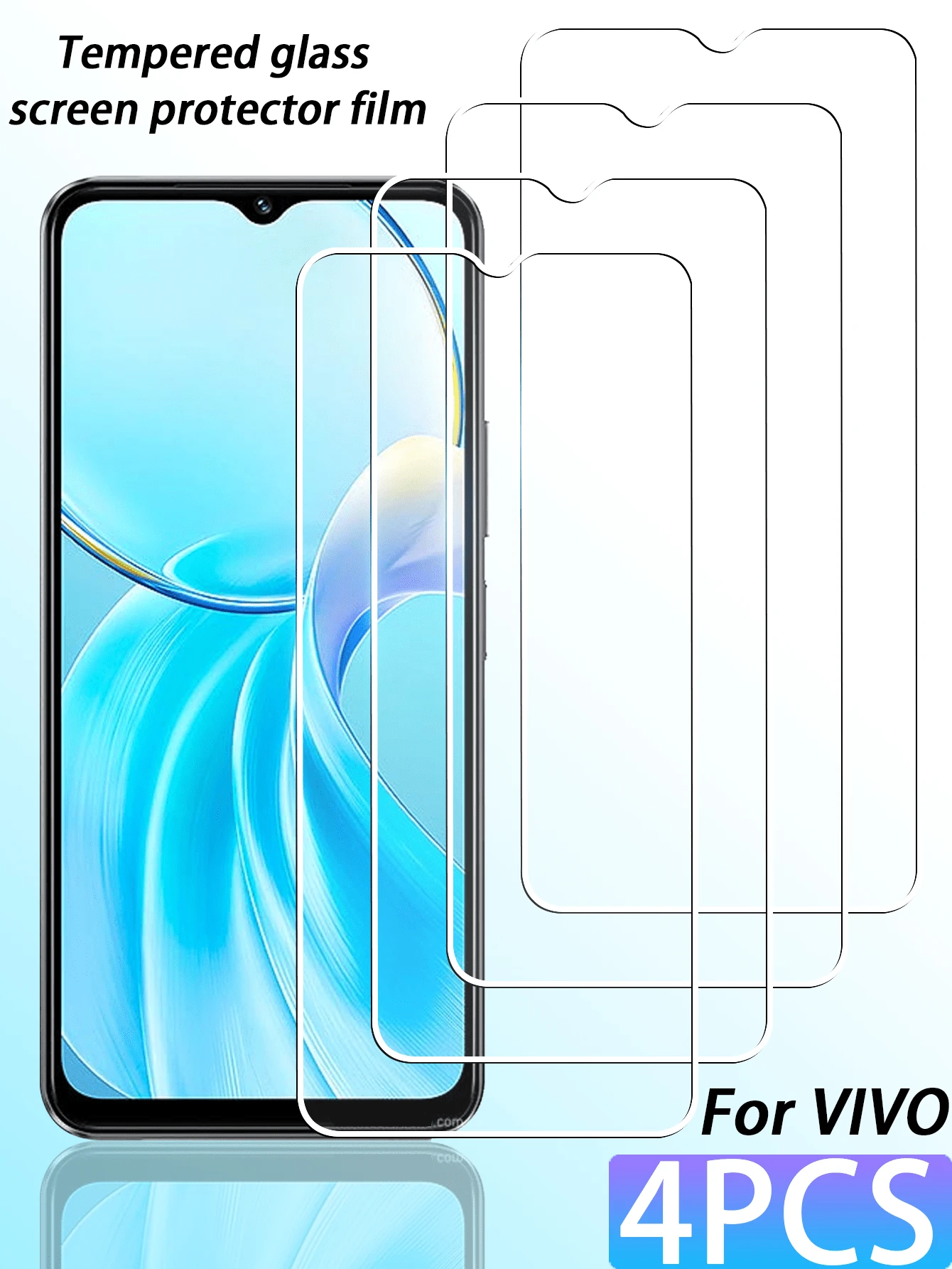 4pcs Tempered Glass Screen Protector, Compatible With VIVO Series Models, 1:1 Original Scale Full Coverage Protection, Anti-Drop And Anti-Scratch, Strong Oil And Fingerprint Resistance, Keeps Screen Clean And Bright, Phone Accessories, Birthday Gift - Clear - View 1