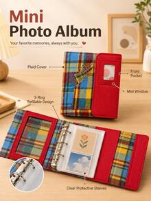 1PC Candy Plaid 3 Inch Photocard Album, Cute Cartoon Portable Collectible Card Holder, School Office Mini Picture Storage Organizer - Multiple Styles - View 5