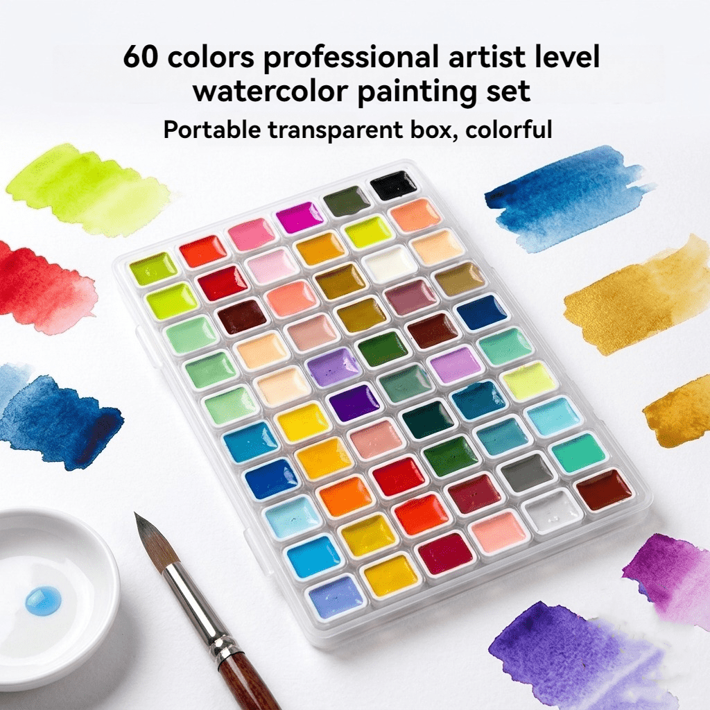 Set de acuarelas chinas tradicionales de 36/60 colores, paleta de acuarela sólida portátil para pintura Gongbi, paisaje, flores & aves, suministros de arte profesional para principiantes, estudiantes, artistas & adultos