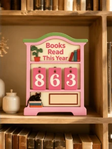 1pc Wooden Reading Counter Book Reading Counter Desktop Decor Fun Desktop Calendar Wooden Handicraft 1pc Wooden Reading Counter Wooden Craft Pendant Fun Bookshelf Decor Decorative Gift Personalized Book Reading Tracker, This Year's Reading Volume Counter, Library Decor, Bookshelf Decor Book Tracking Sign, Reader Gift, Book Lover Gift, Book Fan Christmas Gift - Black Cat Bonsai Reader - View 8