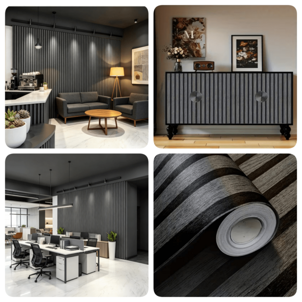 1 Roll Grey Wood Grain Vinyl Wallpaper Striped Pattern Easy Peel And Stick Removable Contact Paper Suitable For Living Room Bathroom Bedroom Furniture Decoration Cover Film Tabletop Cabinet Door Renovation Sticker DIY Removable Wallpaper 17.7inX39.3/118.1/196.8/393.7in