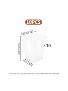 10/25/50pcs Transparent Mini Square Dessert Cups, 5oz Reusable Mousse Cups Suitable For Yogurt, Pudding, Oatmeal, Fruit And Appetizers - Mini Parfait Cups, Stackable Party Cups, Suitable For Home Gatherings, Beach Theme Party Decor, Summer Water Sports, Beach Birthday Party, Christmas, Wedding, Party - View 7