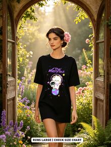 Women's Summer Casual Soft Round Neck Short Sleeve-Shirt,Astronaut Sheep Print Graphic Is Suitable Daily Wear. - White - View 1