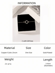 1 buah Gelang Simbol Tak Terhingga Mewah dari Tembaga Zirkonia yang Dapat Diatur untuk Wanita, Cocok untuk Pesta Sehari-hari dan Pernikahan - Yellow Gold - View 10