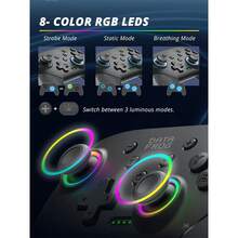 DATA FROG Game Controller For Switch S80, With RGB Multi-Color And Multi-Mode Lighting Effects, 6-Axis Motion Sensing, 4-Level Vibration Function, Compatible With Switch And PC, Adjustable Dual Motor Vibration, Non-Slip Handle Design - View 4