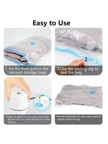 1 Set Sellador al Vacío y Bolsas de Almacenamiento al Vacío, Adecuado para Tela del Hogar, Ropa, Pantalones, Mantas, Almacenamiento al Vacío de Ropa de Cama, También Adecuado para Viajes, Habitación, Uso en Dormitorio, Herramienta de Almacenamiento de Ropa de Otoño - Ver 10