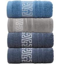 4pcs-Super Soft Towels - Upgraded Thickened Super Absorbent Lightweight Black Grey Blue, Essential For Home Bathroom, With Reinforced Edge Striped Design, Pink Blue Tone Modern Style | Towel Series - Multicolor - View 11