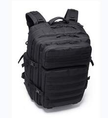 HAMGOO Mochila Tática 45 Litros con Sistema Molle  Gran Capacidad Militar Impermeable para Emergencias Senderismo y Acampadas - Mochila para Actividades al Aire Libre - Negro - Ver 2