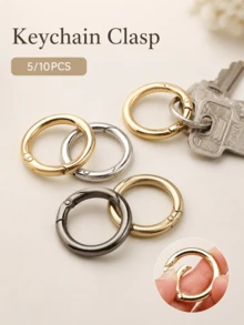 5/10/20pcs Alloy Spring Snap Hook One-Touch Open/Close Anti-Loss Keychain Clip, Outdoor Camping Backpack Hanging Ornament, Wear-Resistant Rust-Proof Metal Quick Hook - Multicolor - View 2