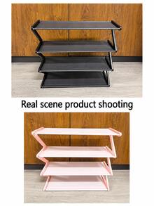 Z-Shaped Shoe Rack, Plastic Floor-Standing Storage Rack, Multi-Functional Large Capacity Storage Rack, Easy To Assemble Floor-Standing Storage Rack, Suitable For Living Room, No Tools Required, Stackable, Home And Dorm Essential, Space-Saving, Suitable For Hallway, Closet, Living Room, Bedroom - Multicolor - View 6