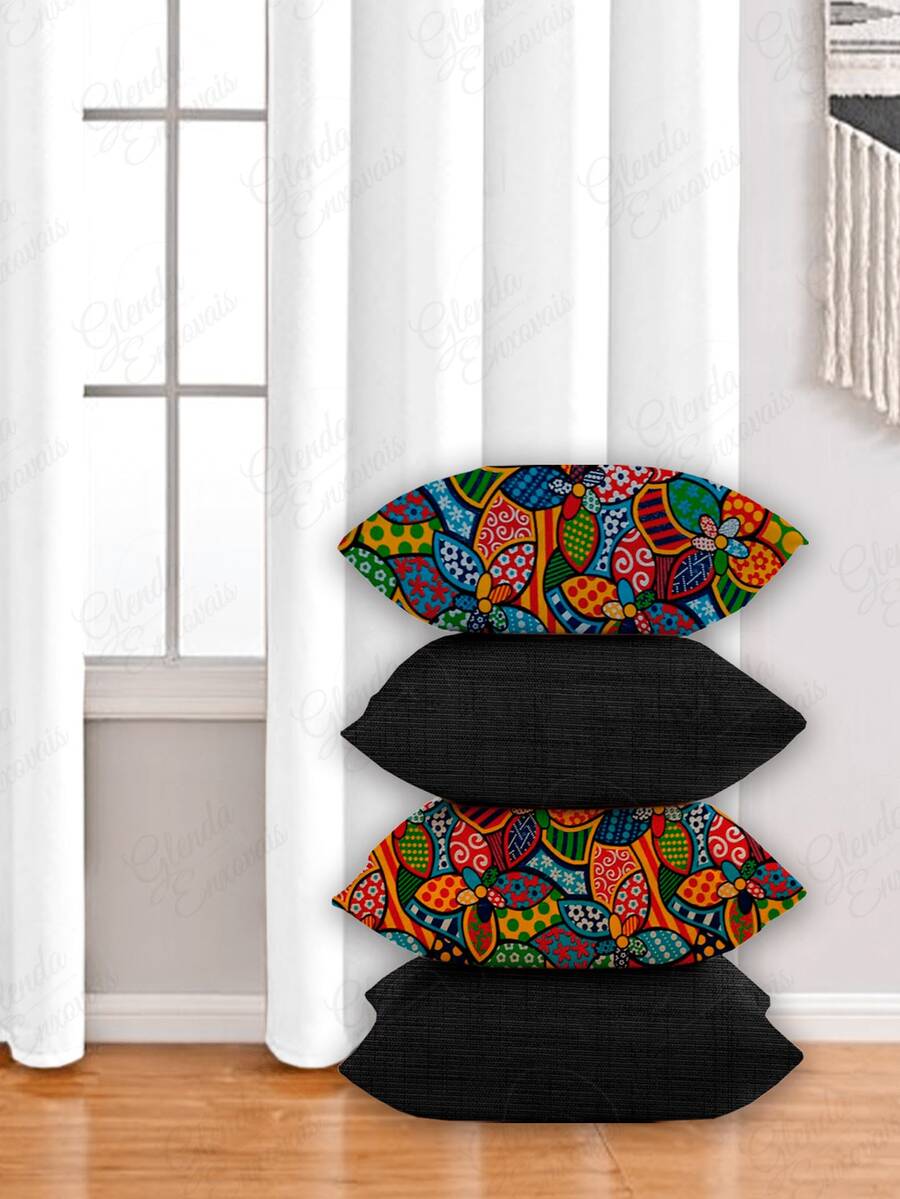 4 Cushion Covers, Various Combinations, 45x45 Cm - AL - 羅梅羅布里托 - 黑色 - 查看 1