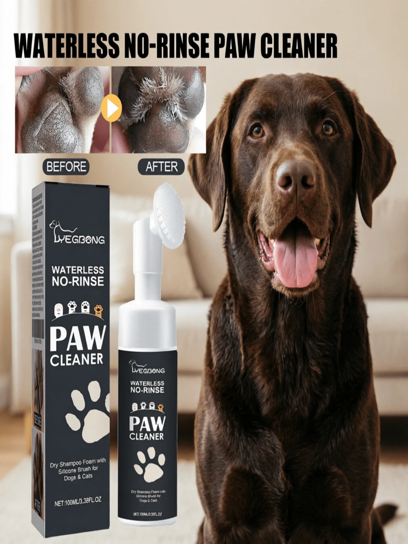 Pet Paw Cleaner For Dogs And Cats, Moisturizing Paw Balm, Lick-, Prevents Dryness And Cracking - Multicolor - View 1