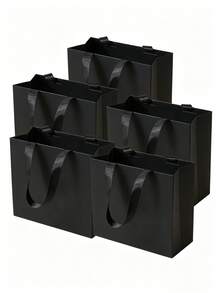 5入奢華磨砂紙禮品袋，附緞面緞帶提把，可重複使用彩色購物手提袋，適用婚禮、生日、情人節、聖誕節、萬聖節、週年紀念、商務派對禮品包裝 - 多款式 - 查看 9