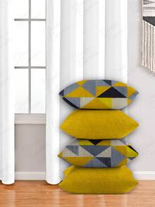 4 Cushion Covers, Various Combinations, 45x45 Cm - AL - 黃-黃三角 - 查看 1