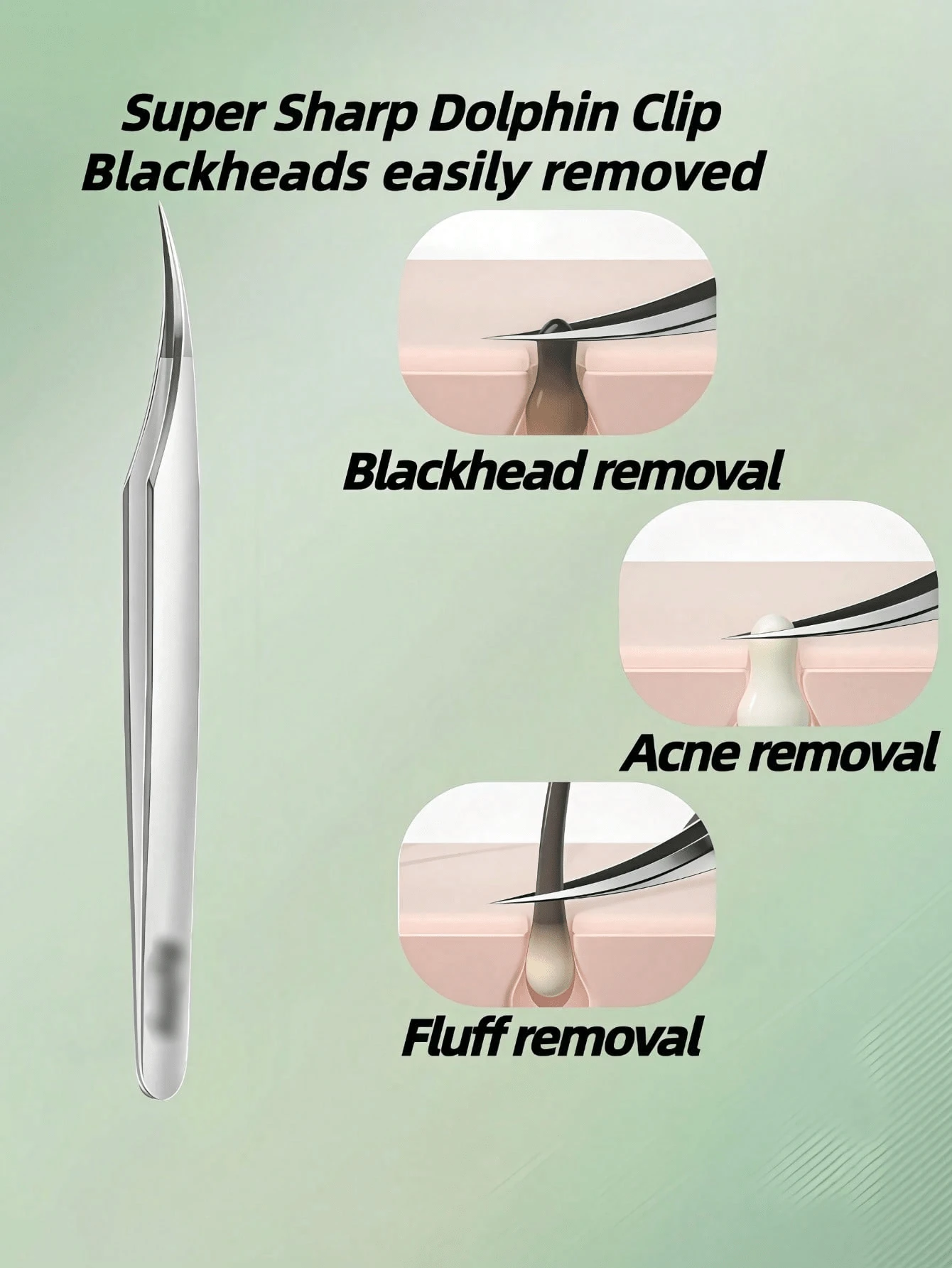 High Precision Ultra Fine Pointed Tweezers, Beauty Salon Dolphin Tweezers, For Blackheads, Peach Fuzz, Acne - Multicolor - View 1