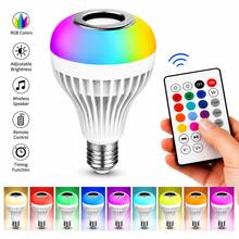 Foco LED RGB con Bocina Bluetooth E27, Luz Multicolor con Control Remoto para Hogar y Fiesta - RGB - Ver 2