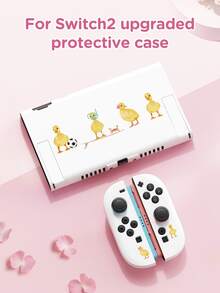 1 pieza Funda protectora de moda con estampado de pato amarillo lindo y fútbol de vacaciones para Switch 2, soporte desplegable, bolsa de almacenamiento, compatible con Switch 2 (2025)/Switch OLED/Switch NS, accesorio de juego de nueva generación Switch 2, funda protectora, accesorio de consola de juego con ranura para tarjeta compatible, mejor regalo para jugadores de SWITCH - Ver 4