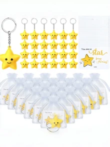 60/30/3pcs Cute Star Keychains, (Includes Star Keychains, Inspirational Star Cards, Organza Bags) Thank You Gifts, Rewards And Party Favors, Car Keychains, Women's Keychains, Backpack Keychains, Bag Charms (Perfect As Gifts, Welcome Gifts, Team Rewards, Back To School) - Multicolor - View 1