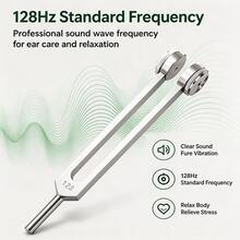1件 128Hz 調音叉－專業耳部震動器，適用於聲音療法與放鬆，附手動耳挖棒，具共振療法效果（適合維護耳部健康與緩解壓力） - 銀色 - 查看 5