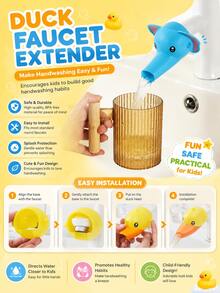 1 buah Nozzle Ekstensi Keran Gajah Kartun, Aerator Pengarah Air Anti-Percikan untuk Wastafel Rumah; Cocok untuk Mencuci Wastafel Kamar Mandi, Membersihkan Buah dan Sayuran di Wastafel Dapur; Hadiah untuk Penyewa Rumah, Hadiah Paskah untuk Rumah Baru, Hadiah Natal untuk Rumah Baru, Kepala Pengarah Hemat Air Ekstensi Keran Gajah Kartun Universal - Perpanjangan keran - View 3