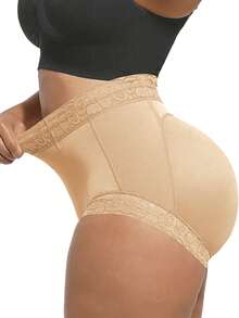 1pc Women Anti-Rollover Lift-Up Slimming Shapewear, Non-Slip Silicone Design, Suitable For Daily Wear And Various Occasions - Apricot - View 4