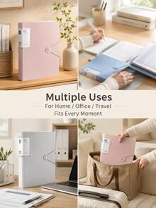 Morandi Color A4 Snap Folder, 40/60/100 Pages Optional, Soft Low Saturation Tones, Minimalist Soothing Design, Keeps Documents Organized And Adds A Sense Of Ritual To Desktop Arrangement - Multiple Styles - View 3