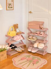 Z-Shaped Shoe Rack, Plastic Floor-Standing Storage Rack, Multi-Functional Large Capacity Storage Rack, Easy To Assemble Floor-Standing Storage Rack, Suitable For Living Room, No Tools Required, Stackable, Home And Dorm Essential, Space-Saving, Suitable For Hallway, Closet, Living Room, Bedroom - Multicolor - View 8