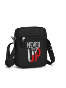1/2件組 Never Give Up 口號印花棒球帽與斜跨包套組，中性彎帽簷可調節肩背包，街頭戶外百搭禮品風格 - 彩色 - 查看 9